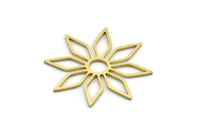 Brass Flower Charm, 8 Raw Brass Flower Charms, Charm Pendants (32x30x0.80mm) A6507