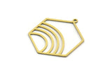 Brass Hexagon Charm, 6 Raw Brass Rainbow Charms With 1 Loop, Findings (29x23.5x0.60mm) A6447