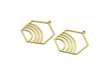Brass Hexagon Charm, 6 Raw Brass Rainbow Charms With 1 Loop, Findings (29x23.5x0.60mm) A6447
