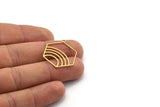 Brass Hexagon Charm, 6 Raw Brass Rainbow Charms With 1 Loop, Findings (29x23.5x0.60mm) A6447