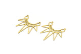 Brass Sun Charm, 8 Raw Brass Rising Sun Shaped Charms With 2 Loops, Findings (31x30x0.60mm) A6536