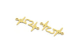 Brass Heart Charm, 24 Raw Brass Heart Rhythm Shaped Charms With 2 Loops, Necklace Findings (13x25.5x0.60mm) A6546