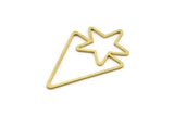 Brass Star Charm, 24 Raw Brass Triangle Charms, Charm Pendants (39x25x0.80mm) A6518