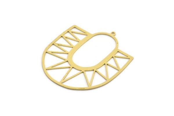 Brass Charm, Raw Brass, Brass Pendant, Charm Pendant, Brass U Shaped Charm With 1 Loop (49x42x0.60mm) A6539