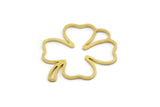 Brass Leaf Charms, 24 Raw Brass Clover Shaped Charms, Findings (27.5x21.5x0.80mm) A6511