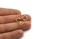 Brass Leaf Charms, 24 Raw Brass Clover Shaped Charms, Findings (27.5x21.5x0.80mm) A6511