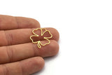 Brass Leaf Charms, 24 Raw Brass Clover Shaped Charms, Findings (27.5x21.5x0.80mm) A6511