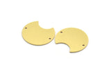 Brass Round Charm, 6 Raw Brass Crescent Moon Charms With 2 Holes, Findings (22x24x0.80mm) A6542