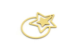 Brass Star Charm, 6 Raw Brass Round Charms With 1 Hole, Charm Pendants (29x21x0.60mm) A6371