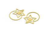 Brass Star Charm, 6 Raw Brass Round Charms With 1 Hole, Charm Pendants (29x21x0.60mm) A6371