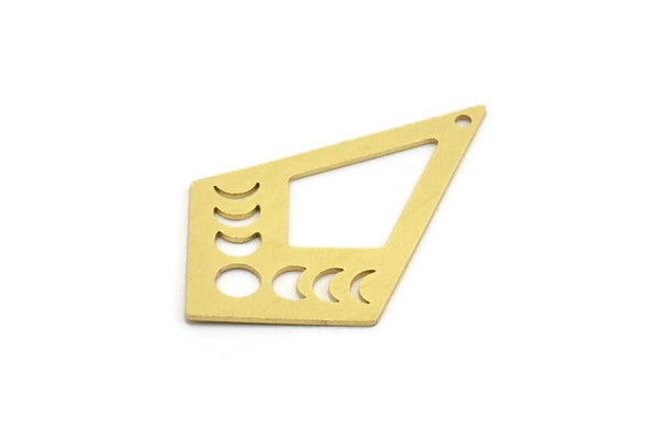Brass Diamond Charm, 8 Raw Brass Moon Phases Charms With 1 Hole, Findings (37x23x0.60mm) A6380