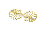 Brass Flower Charm, 4 Raw Brass Flower Charms With 1 Loop, Charm Pendants, Findings (35x33x0.60mm) A6376