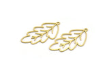 Brass Leaf Charm, 24 Raw Brass Leaf Charms With 1 Loop, Charm Pendants (35x17x0.60mm) A6348