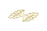 Brass Leaf Charm, 24 Raw Brass Leaf Charms With 1 Loop, Charm Pendants (35x17x0.60mm) A6348