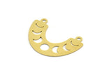 Brass Charm, 8 Raw Brass, Brass Pendants, Moon Phases Charms, U Shaped Charms, Brass Semi Circle Charms With 2 Loops (22x32x0.60mm) A6359