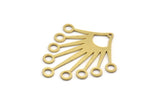 Brass Sun Charm, 6 Raw Brass Oval Charms With 1 Hole And 9 Loops, Findings (40x36x0.80mm) A6342