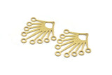 Brass Sun Charm, 6 Raw Brass Oval Charms With 1 Hole And 9 Loops, Findings (40x36x0.80mm) A6342