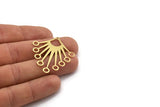 Brass Sun Charm, 6 Raw Brass Oval Charms With 1 Hole And 9 Loops, Findings (40x36x0.80mm) A6342