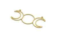 Brass Moon Charm, 12 Raw Brass Crescent Moon Charms With 2 Loops, Necklace Charms, Findings (45x20x0.80mm) A6344
