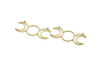 Brass Moon Charm, 12 Raw Brass Crescent Moon Charms With 2 Loops, Necklace Charms, Findings (45x20x0.80mm) A6344