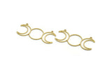 Brass Moon Charm, 12 Raw Brass Crescent Moon Charms With 2 Loops, Necklace Charms, Findings (45x20x0.80mm) A6344