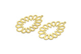 Brass Drop Charm, 4 Raw Brass Drop Shaped Charms With 1 Loop, Findings (41x26x0.60mm) A6356