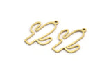 Brass Cactus Charm, 50 Raw Brass Cactus Charms With 1 Loop, Findings (25x17x0.80mm) A6328