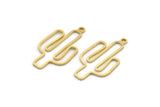 Brass Cactus Charm, 24 Raw Brass Cactus Charms With 1 Loop, Findings (29x15x0.80mm) A6329