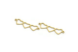 Pirinç Kalp Charm, 2 Döngülü 24 Ham Pirinç Kalp Şeklinde Charm, Bulgular, Kolye Uçları, Kolye Bağlantı Parçaları (34x9x0,80 mm) A6336
