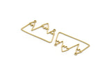 Brass Mountain Charm, 24 Raw Brass Mountain Shaped Charms With 2 Loops, Necklace Charms (21x35x0.60mm) A6340