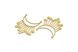 Brass Moon Charm, 6 Raw Brass Crescent Moon Charms With 2 Loops, Necklace Charms, Fringed Charms (39x32x0.80mm) A6338