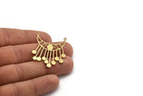 Brass Moon Charm, 6 Raw Brass Crescent Moon Charms With 2 Loops, Necklace Charms, Fringed Charms (39x32x0.80mm) A6341