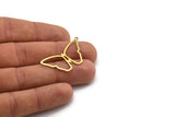 Brass Butterfly Charm, 24 Raw Brass Butterfly Charms With 1 Loop, Earring Findings (37x19x0.80mm) A6337