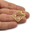 Brass Sun Charm, 2 Raw Brass Sun Shaped Charms With 1 Loop, Charm Pendants, Findings (38x24x0.60mm) A6310