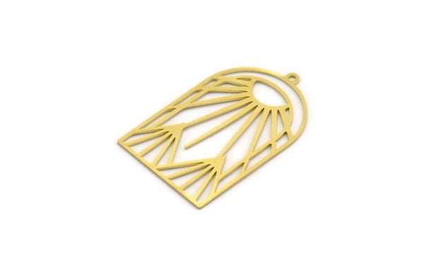 Brass Sun Charm, 2 Raw Brass Sun Shaped Charms With 1 Loop, Charm Pendants, Findings (38x24x0.60mm) A6310