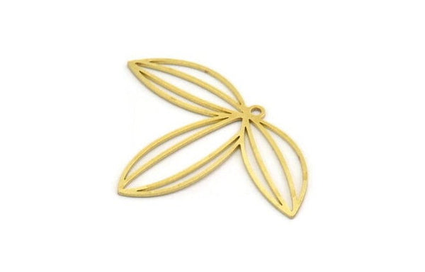 Brass Leaf Charm, 12 Raw Brass Leaf Charms With 1 Loop, Charm Pendants (40.5x28x0.60mm) A6269