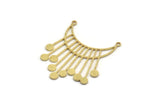 Brass Moon Charm, 6 Raw Brass Crescent Moon Charms With 2 Loops, Necklace Charms, Fringed Charms (39x32x0.80mm) A6339