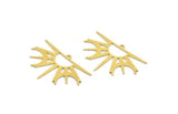 Brass Sun Charm, 8 Raw Brass Crescent Moon And Sun Charms With 1 Loop, Findings (23,5x35x0.60mm) A6313