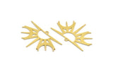 Brass Sun Charm, 8 Raw Brass Crescent Moon And Sun Charms With 1 Loop, Findings (23,5x35x0.60mm) A6313
