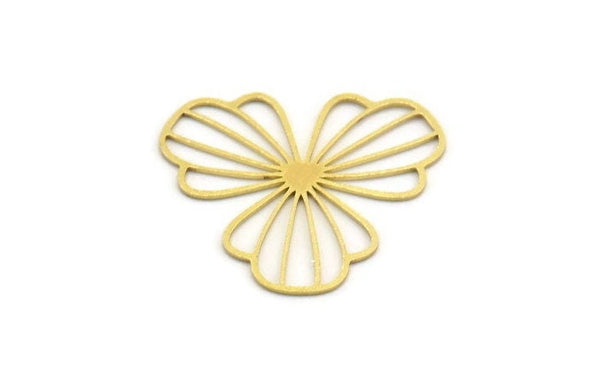 Brass Flower Charm, 12 Raw Brass Flower Charms, Charm Pendants (30x28x0.60mm) A6265