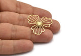 Brass Flower Charm, 12 Raw Brass Flower Charms, Charm Pendants (30x28x0.60mm) A6265