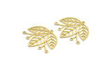 Brass Leaf Charm, 8 Raw Brass Leaf Charms With 1 Loop, Charm Pendants (33x29.5x0.60mm) A6312