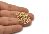 Brass Leaf Charm, 8 Raw Brass Leaf Charms With 1 Loop, Charm Pendants (33x29.5x0.60mm) A6312