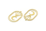 Brass Moon Charm, 4 Raw Brass Crescent Moon Charms With 1 Loop (38x24x0.60mm) A6319