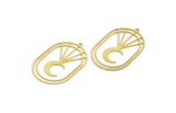 Brass Moon Charm, 4 Raw Brass Crescent Moon Charms With 1 Loop (38x24x0.60mm) A6319