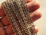 Faceted Bar Brass, 1 Meter Faceted Bar Raw Brass Soldered Chain (4.5x7.5x1mm) - W59