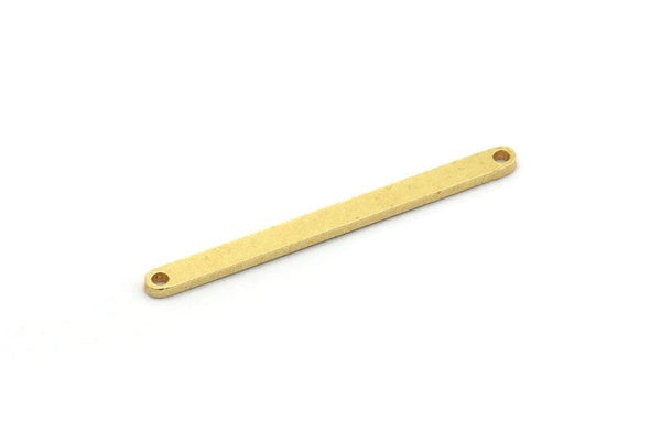 Brass Stick Charm, 24 Raw Brass Necklace Bars With 2 Holes, Findings, Earrings (34x2.5x1mm) A6541