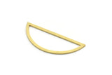 Brass Half Moon Charm, 12 Raw Brass Semi Circle Charm, Connectors, Findings (18x45x1mm) A6547