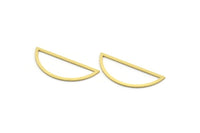Brass Half Moon Charm, 12 Raw Brass Semi Circle Charm, Connectors, Findings (18x45x1mm) A6547