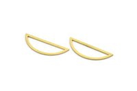 Brass Half Moon Charm, 12 Raw Brass Semi Circle Charm, Connectors, Findings (14x40x1mm) A6535